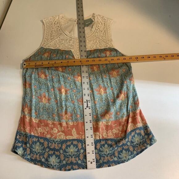 Maeve Top Womens S Small Multi Laced Eleanor Crochet Floral Lined Keyhole Blouse - Picture 8 of 14